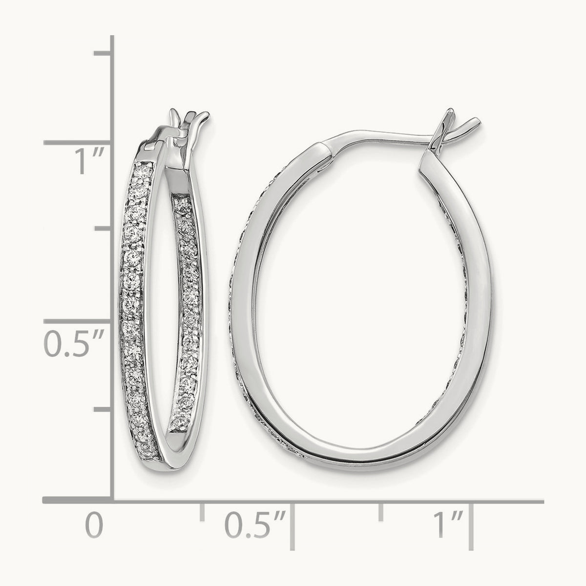 Diamond In/Out Hoop Earrings — 14K White Gold, 25mm