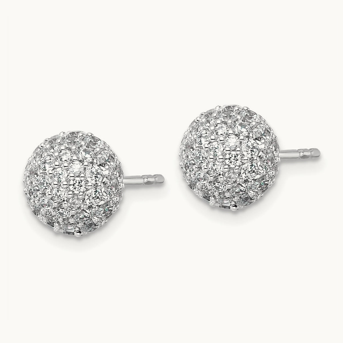 Pave Ball Stud Post Earrings, 2.75-4.25 ct tw Lab-Grown Diamond — 2 3/4 ct, 14K White Gold