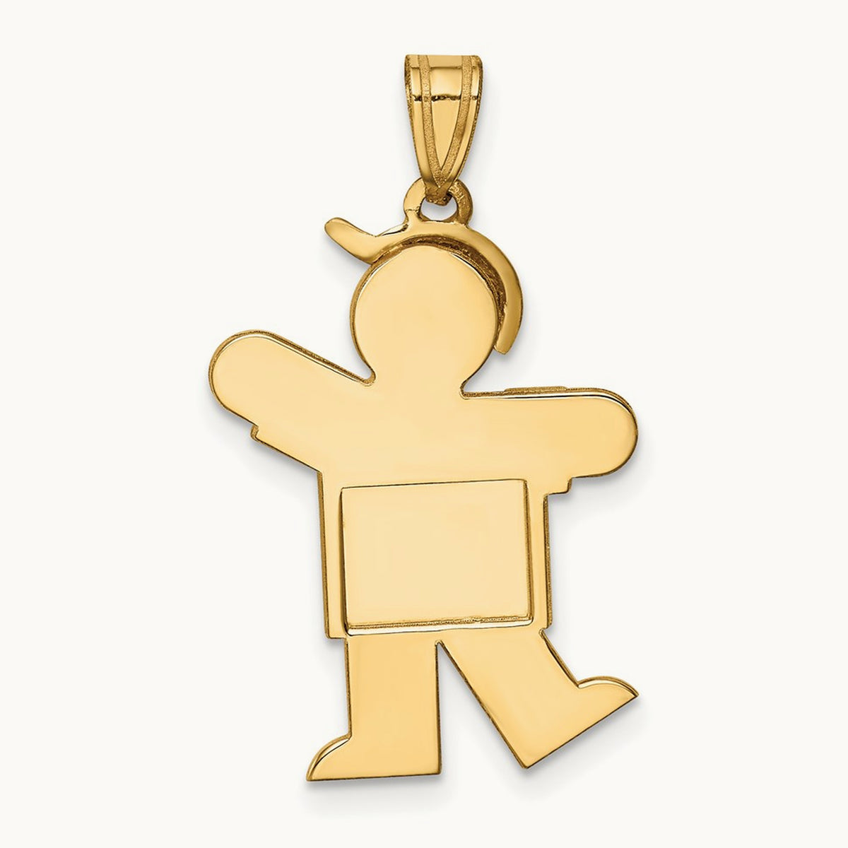Solid Engravable Boy with Hat on Left Charm — 30mm