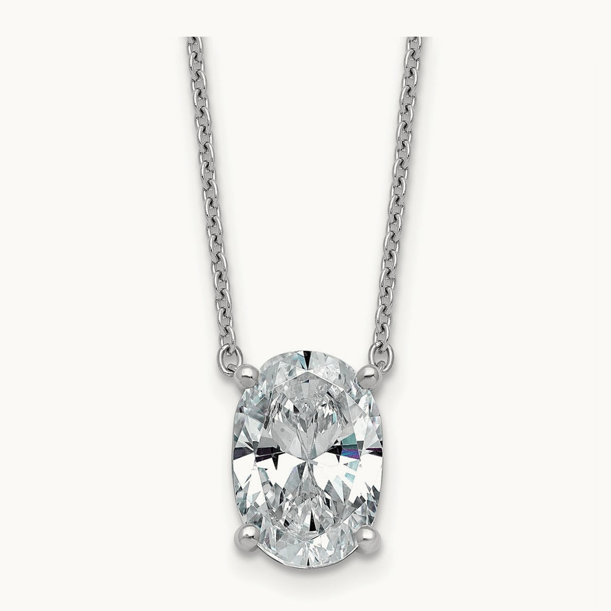 Oval Pendant Necklace, 0.25-4.00 ct tw Lab-Grown Diamond — 4 ct, 14K White Gold