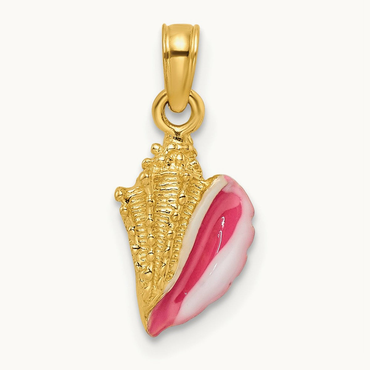 Textured and Enamel Conch Shell Pendant — 17mm