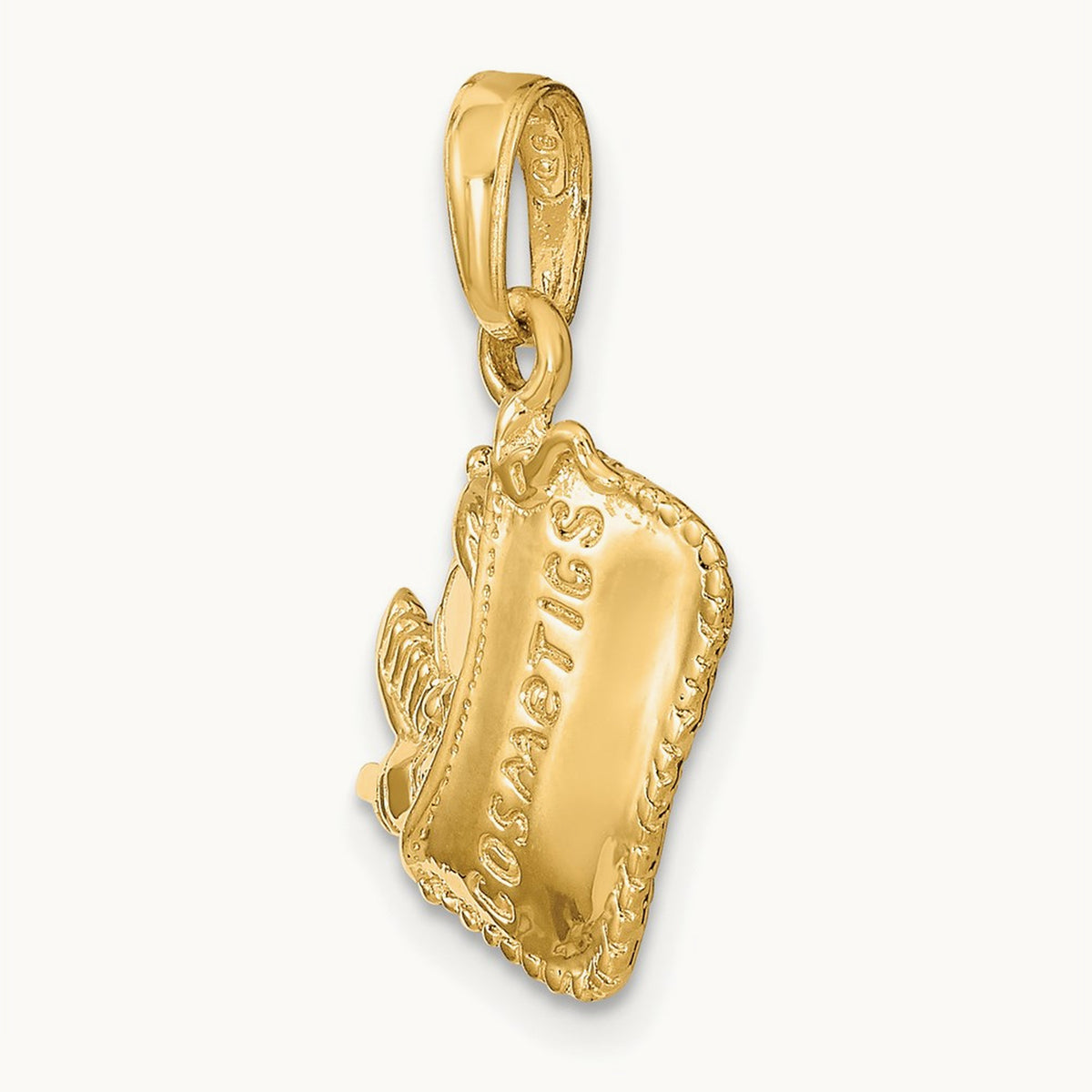 Satin 3-D Cosmetic Pouch Pendant, 14K