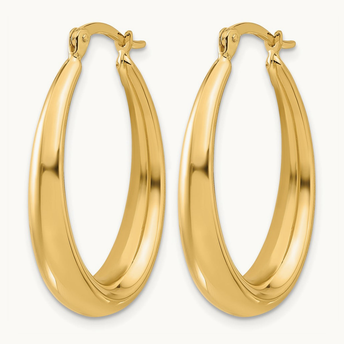 Polished Oval Hoop Earrings, 14K — Leslie's