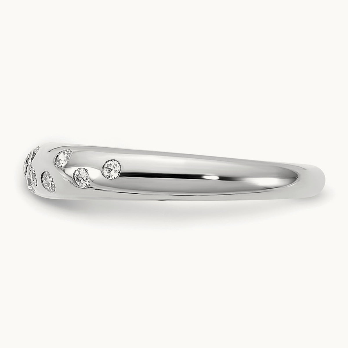 Polished Diamond Sprinkle Ring — 14K White Gold, 7.00, 7