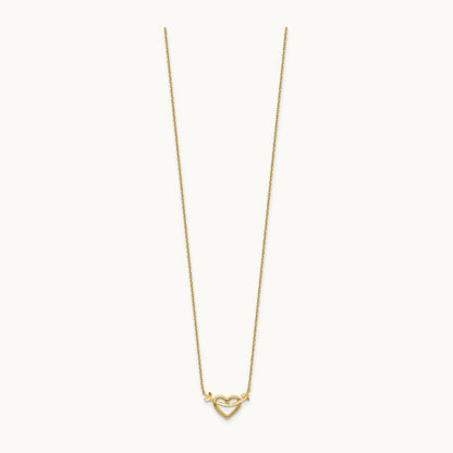 Polished Heart with Arrow 18in with 2in ext. Necklace, 14K