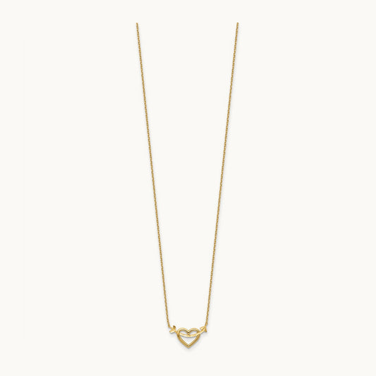 Polished Heart with Arrow 18in with 2in ext. Necklace, 14K