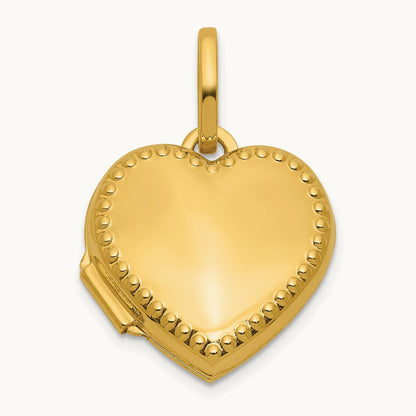 Polished with Border Heart Locket — 15mm