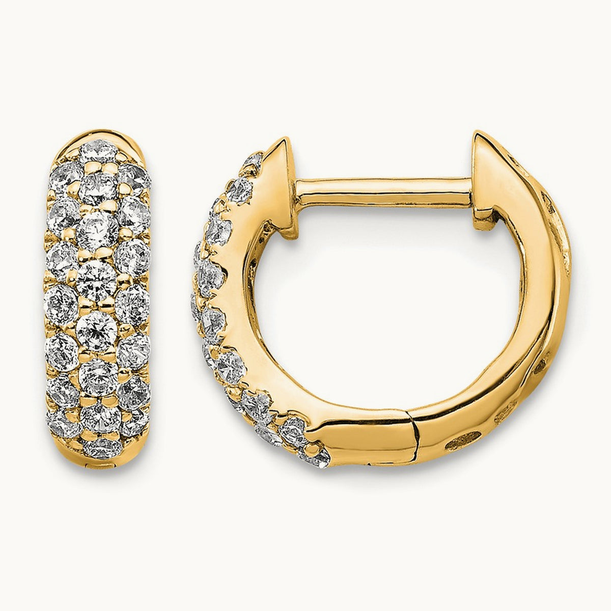 Diamond Hinged Hoop Earrings, 14K