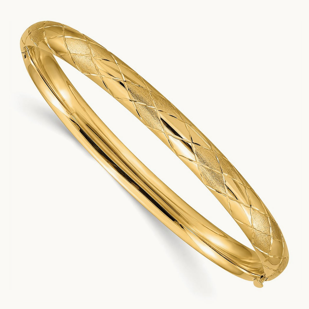4/16 Diamond-cut Fancy Hinged Bangle Bracelet, 14K