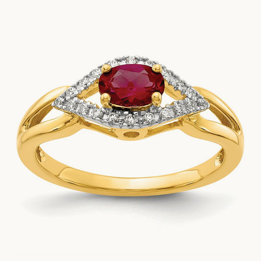 Created Ruby Ring — 14K Yellow Gold, 7