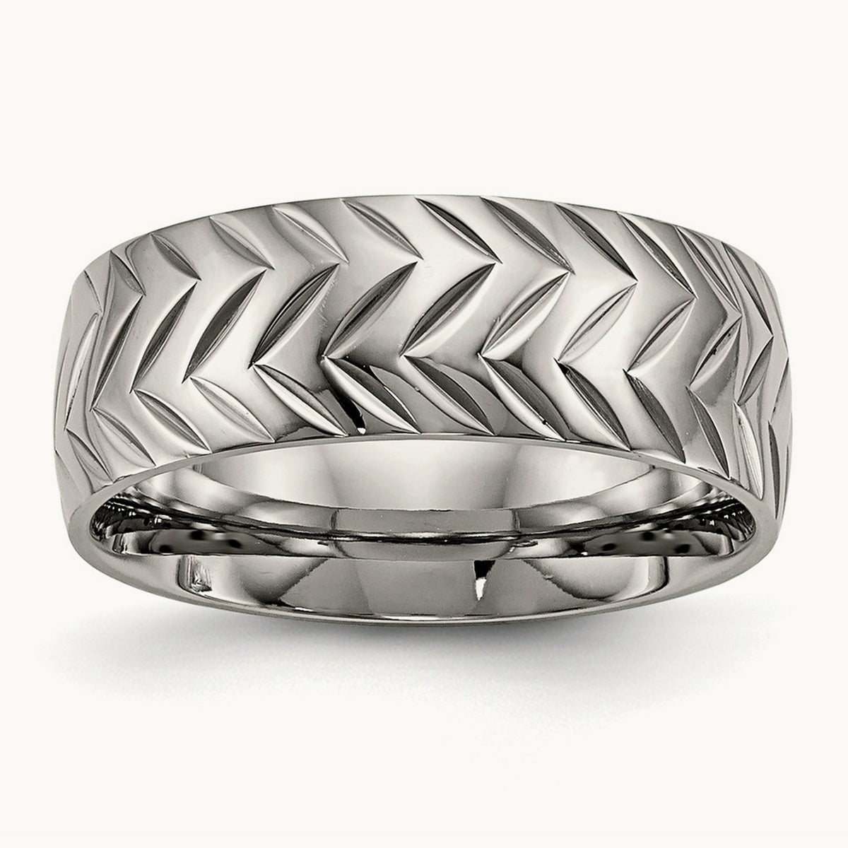 Polished Diamond Cut Band — 8mm