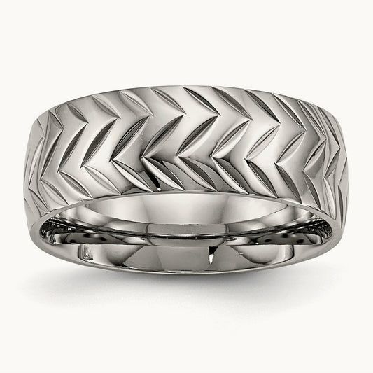 Polished Diamond Cut Band — 8mm