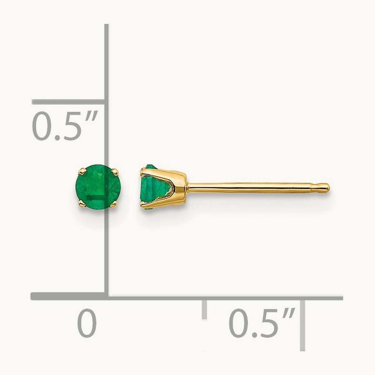 May/Emerald Post Earrings — 3mm