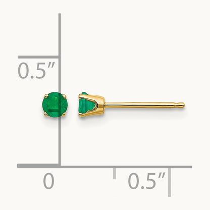 May/Emerald Post Earrings — 3mm