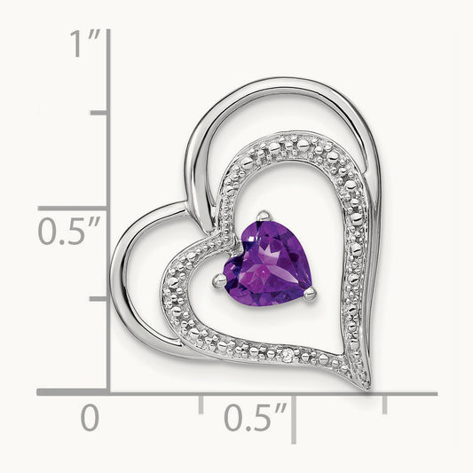 Amethyst and Diamond Heart Chain Slide — photo set