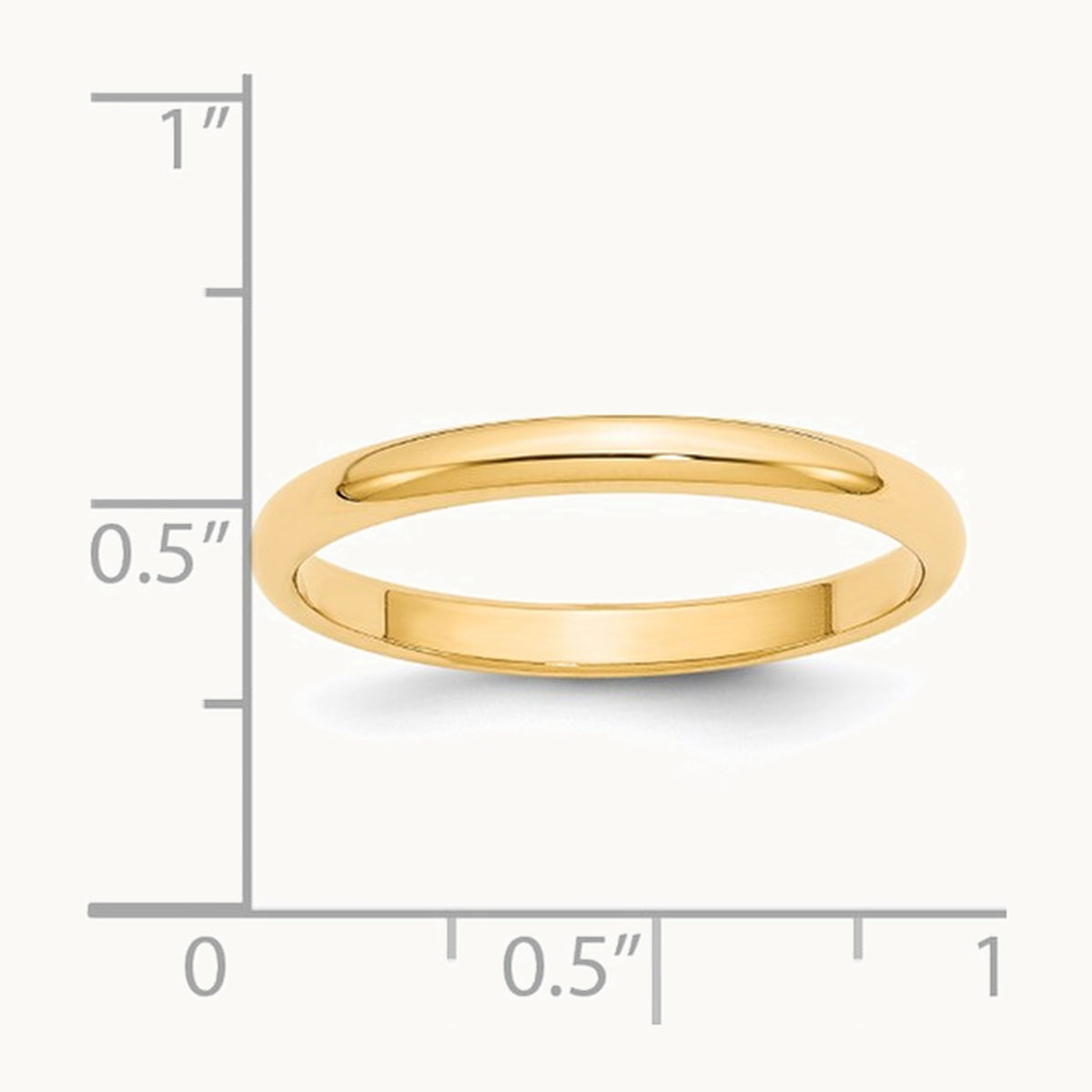 14K Yellow Gold 2.5mm Half Round Wedding Band