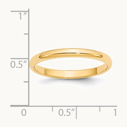 14K Yellow Gold 2.5mm Half Round Wedding Band