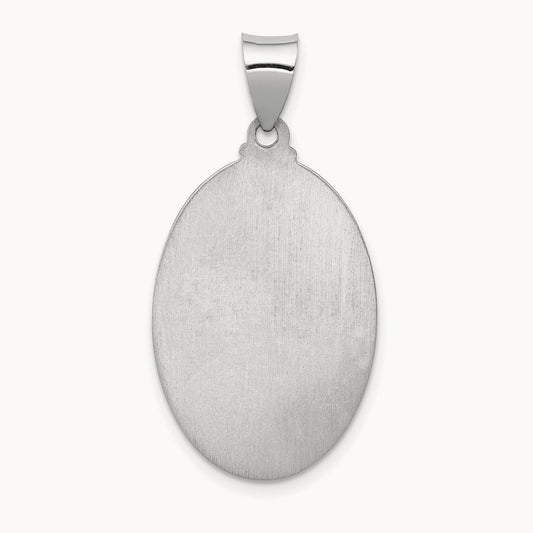 Polished/Satin St. Anthony Medal Hollow Pendant, 14K White Gold