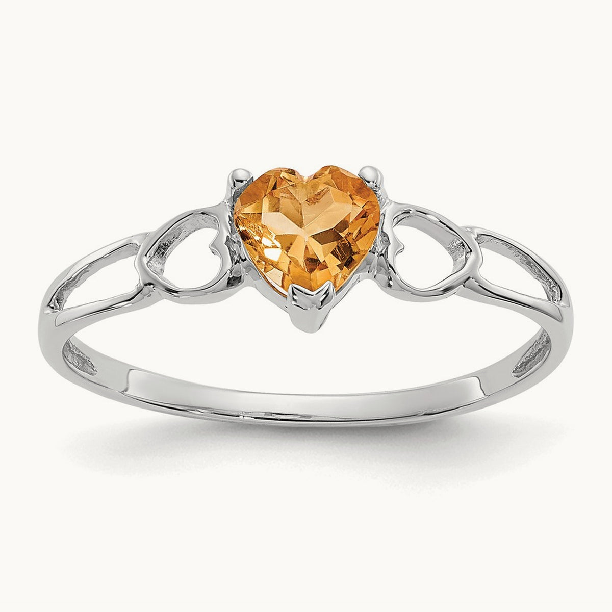 Citrine Birthstone Ring, 14K White Gold