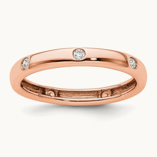 Polished Bezel Set Diamond Eternity Band — 14K Rose Gold