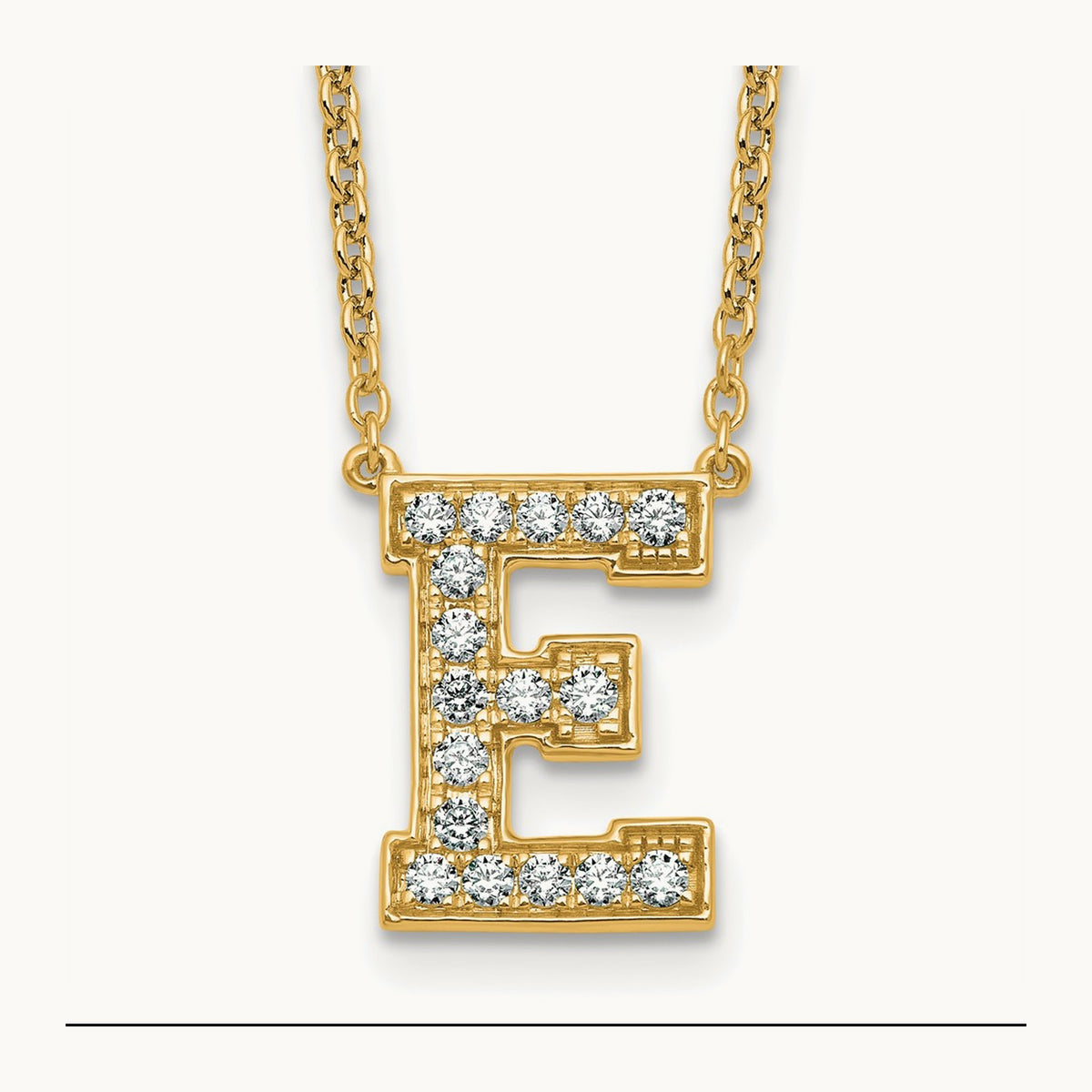 Initial Necklace — 14K Yellow Gold, E, 3/8 ct
