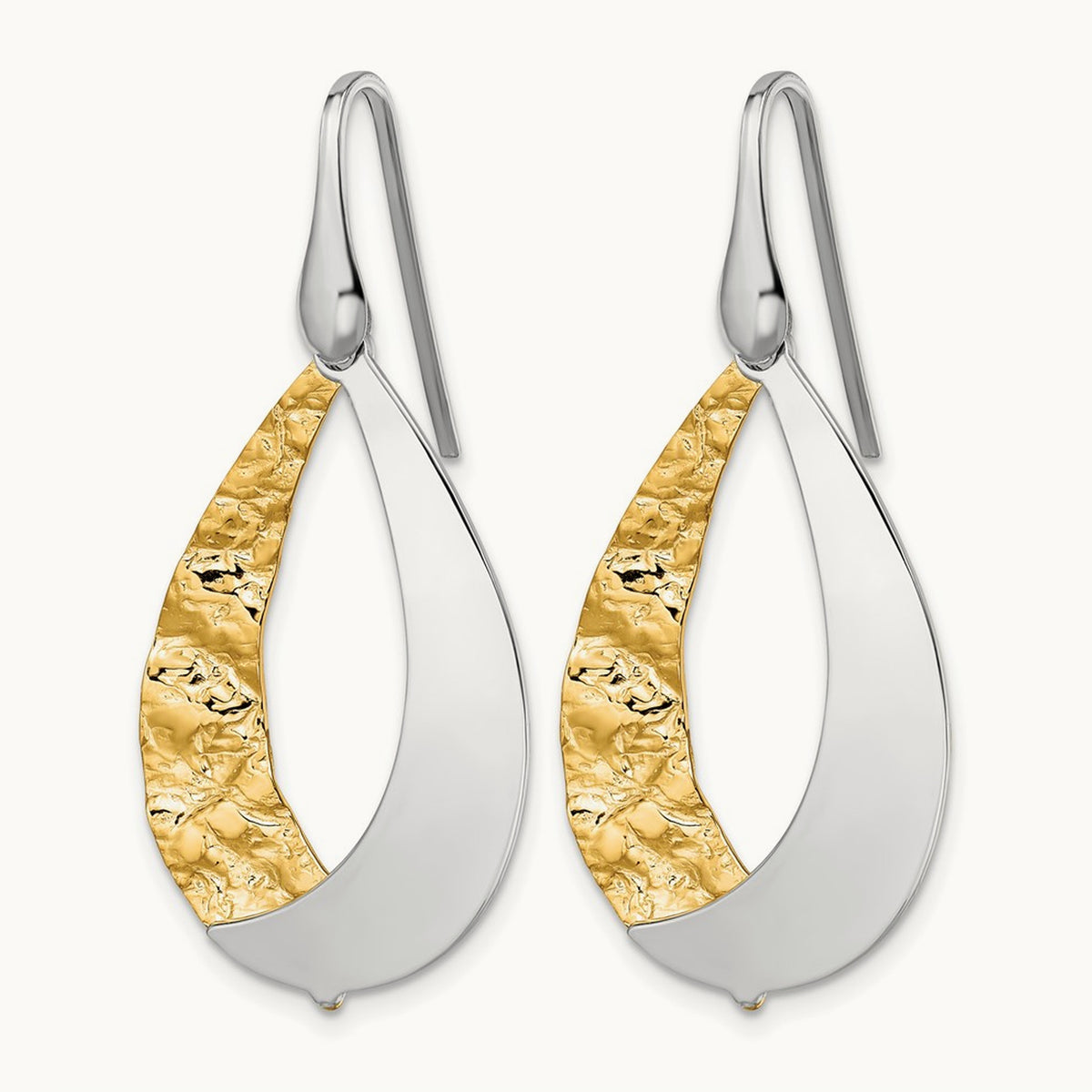 Rhod-plated Gold-plated D/C Dangle Earrings, Sterling Silver