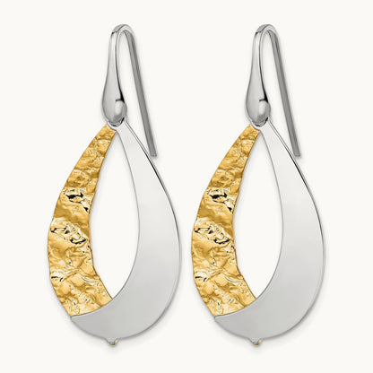 Rhod-plated Gold-plated D/C Dangle Earrings, Sterling Silver