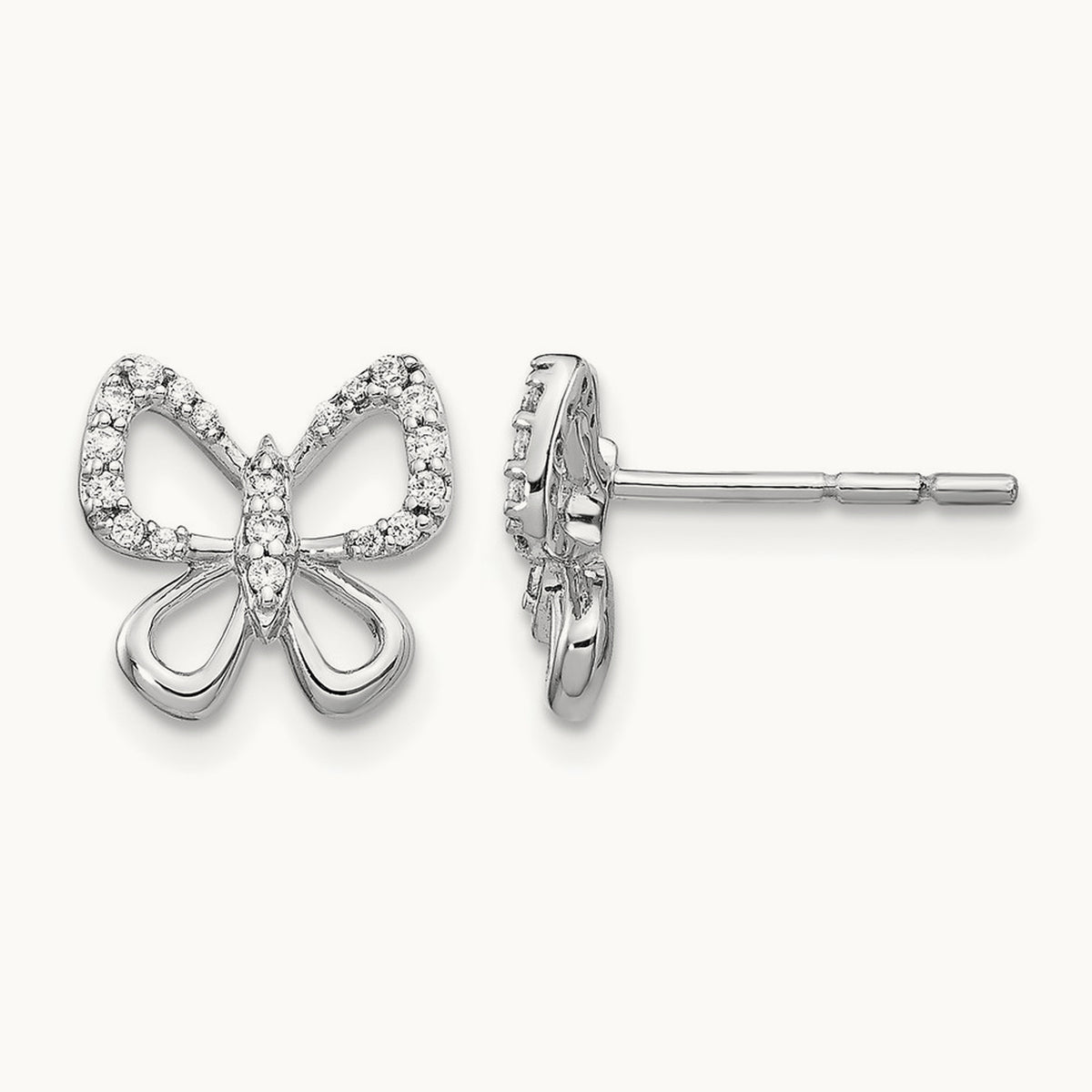 Butterfly Post Earrings, 0.15 ct tw Lab-Grown Diamond