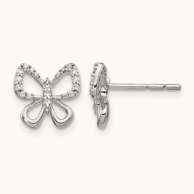 Butterfly Post Earrings, 0.15 ct tw Lab-Grown Diamond
