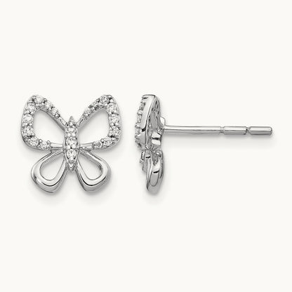 Butterfly Post Earrings, 0.15 ct tw Lab-Grown Diamond