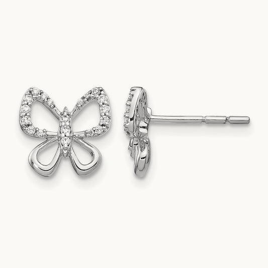 Butterfly Post Earrings, 0.15 ct tw Lab-Grown Diamond
