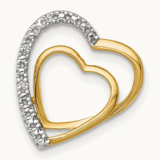 .01ct. Diamond Double Heart Chain Slide, 14K with Rhodium