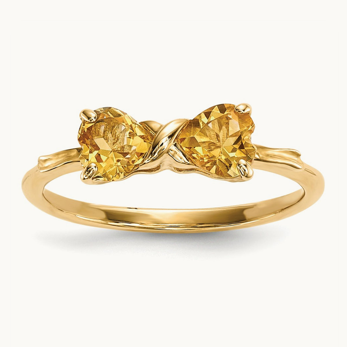 Polished Citrine Bow Ring, 14K Gold