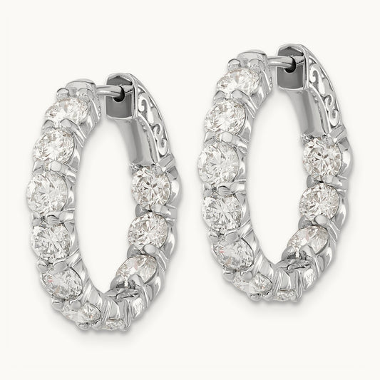 Safety Clasp Hoop Earrings, 4.00 ct tw Lab-Grown Diamond