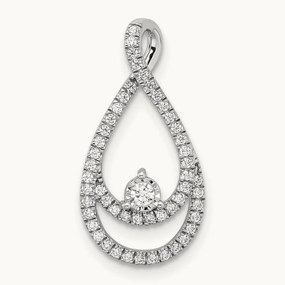 Diamond Teardrop Chain Slide, 14K White Gold