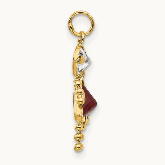 January Girl Birthstone Charm, 14K Yellow Gold