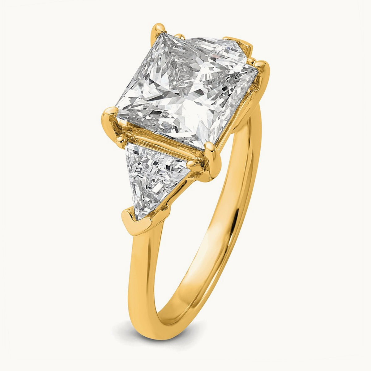 Princess/Trillion Engagement Ring, 1.50-4.00 ct tw Lab-Grown Diamond — 4 1/8 ct, 14K Yellow Gold