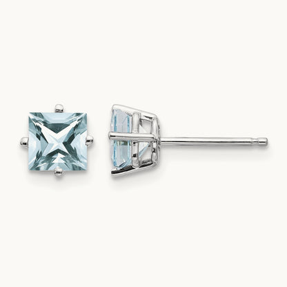 Aquamarine Earrings, 14K White Gold