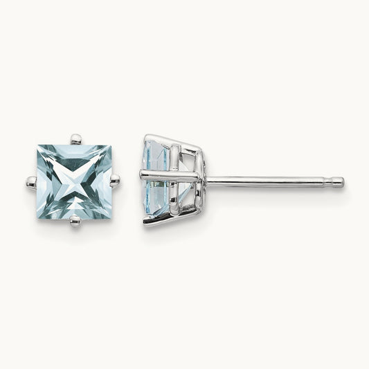 Aquamarine Earrings, 14K White Gold