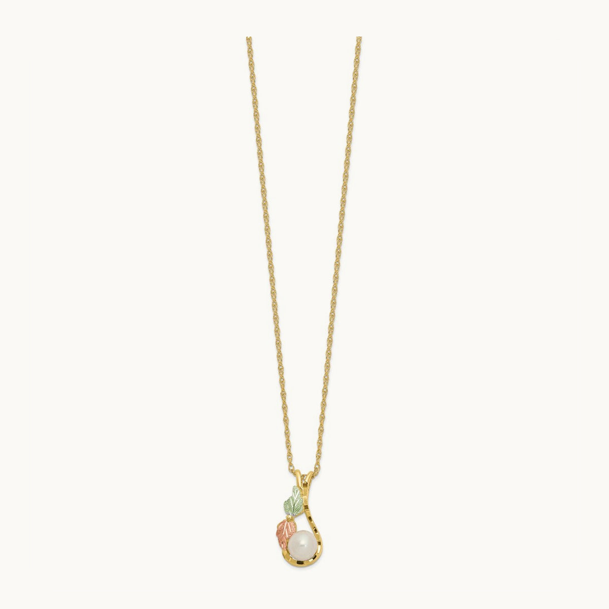 With 12K Accents Freshwater Cultured Pearl Black Hills Gold Necklace