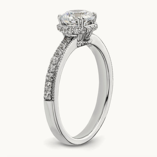 Vintage Round Halo Semi-Mount Engagement Ring, 0.25 ct tw