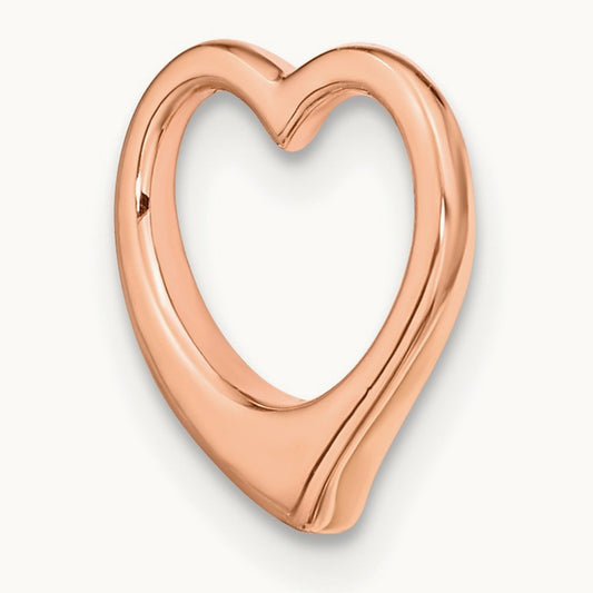 Polished Heart Chain Slide — 14K Rose Gold