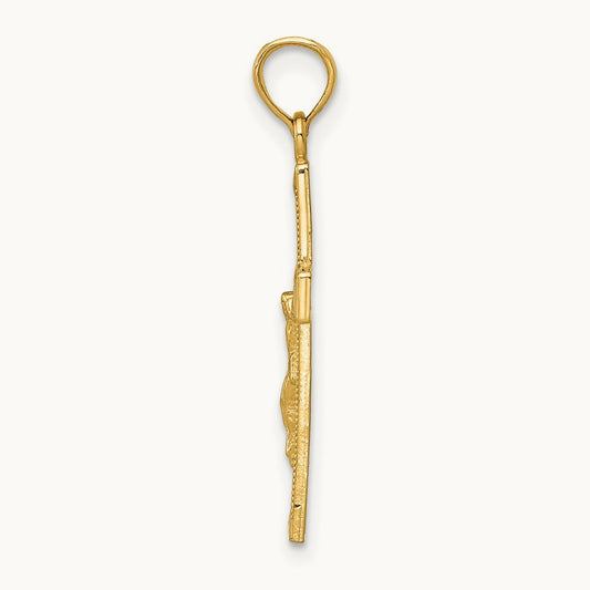 Beveled Tipped Crucifix Pendant — 14K Yellow Gold