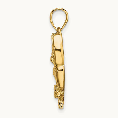 Textured Owl Charm, 14K