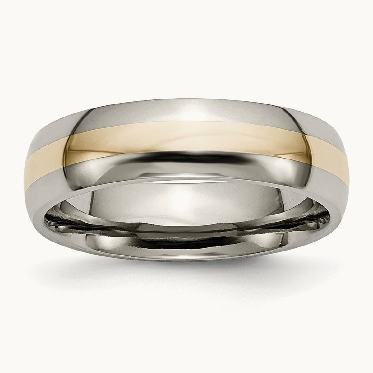 Polished w/ Inlay Band — 14K Two-Tone Gold, 6mm