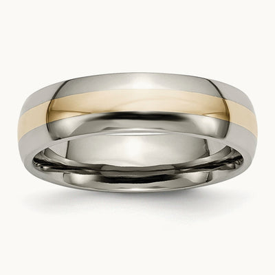Polished w/ Inlay Band — 14K Two-Tone Gold, 6mm