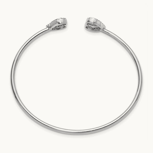 Polished Diamond Heart Cuff Bangle, 14K White Gold