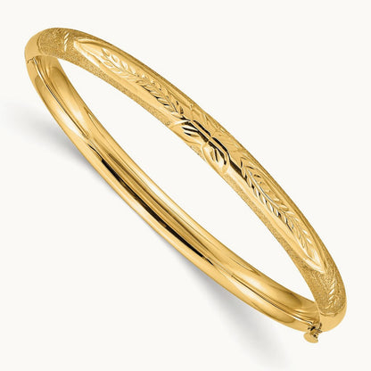 Florentine Hinged Baby Bangle, 14K