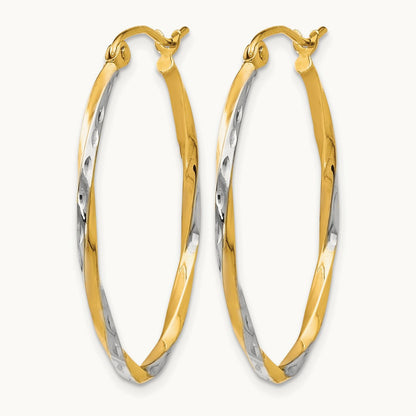 w/Rhodium Oval Hinged Hoop Earrings, 10K — Leslie's