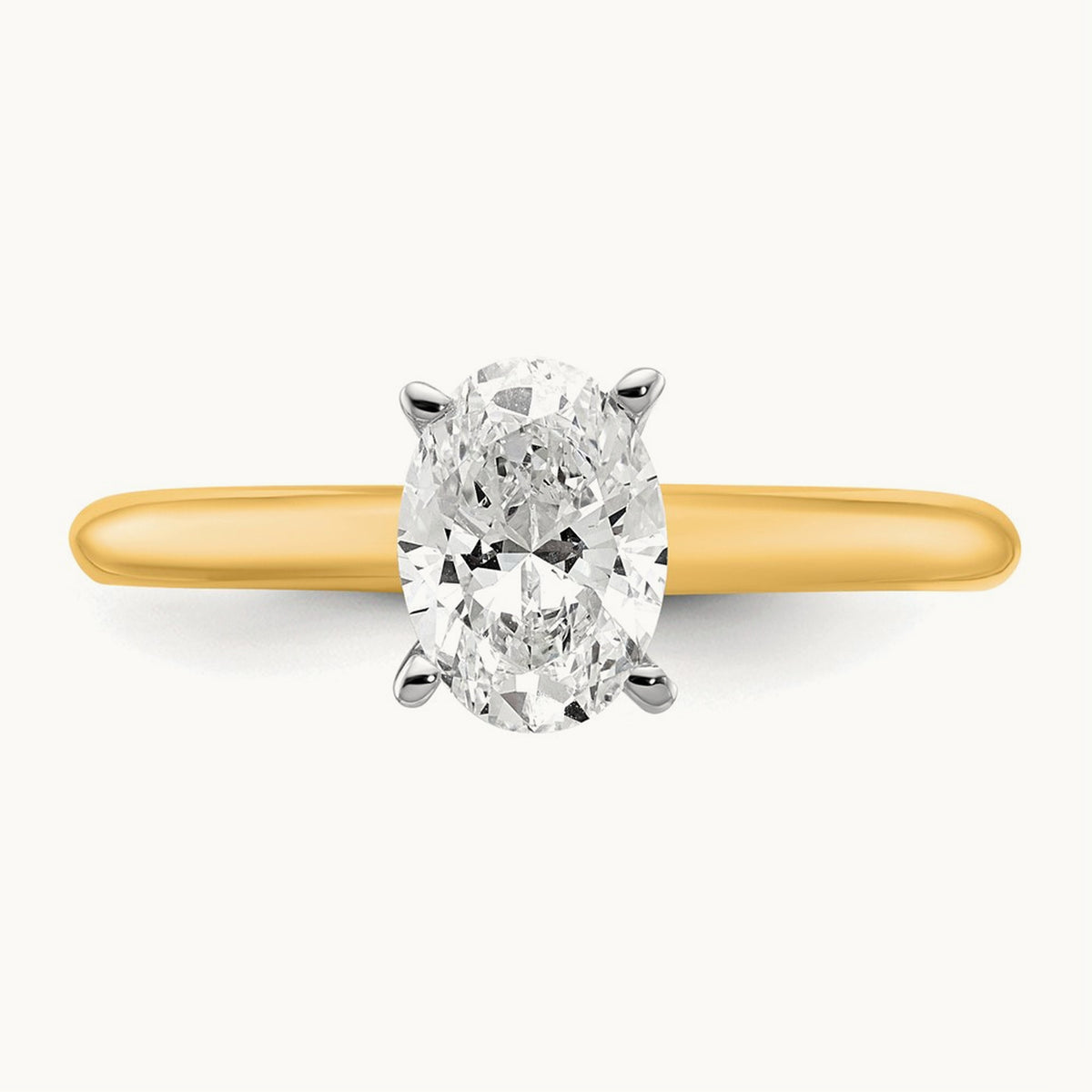 Oval Solitaire Engagement Ring, 0.50-5.00 ct tw Lab-Grown Diamond — 1 ct, 14K Two-Tone